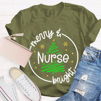 Healthcare RN Holiday Graphic Tee, Merry Nurse Bright Christmas Tree Shirt, Medical Staff Christmas T-Shirt, Nurse Holiday Season Present