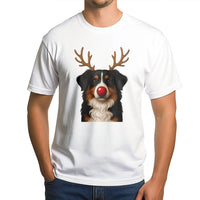 Reindeer Antlers Dog T-Shirt, Bernese Mountain Dog Christmas T-Shirt, Adorable Holiday Pup T-Shirt, Xmas Dog Lover Graphic Tee, Festive Present