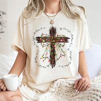 Christian Christmas Lights Cross Shirt, Be the Light Matthew 5 14 T-Shirt, Bible Verse Holiday Tee, Religious Faith Graphic T-Shirt
