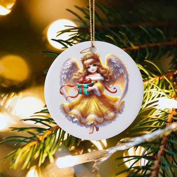 Adorable Holiday Fairy Ornament, Christmas Angel Ornament, Ceramic Angel Tree Ornament, Festive Xmas Keepsake, Holiday Presen