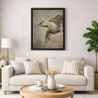 Winter Forest Bird Canvas Print, Rustic Snowman Canvas Wall Art, Whimsical Farmhouse Holiday Canvas Decor, Comfy Seasonal Christmas Present