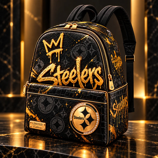 PIT Gold Script - Graffiti Crown Backpack in Black and Gold - main