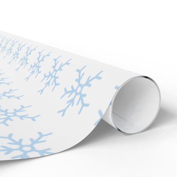 Winter Snowflake Present Wrap, Light Blue Snowflake Gift Wrapping Paper, Holiday Gift Wrap Roll, Christmas Snowflake Wrapping