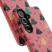 Festive Winter Holiday Samsung Case, Christmas Tree Snowflake Phone Case, Dual-Layer Tough Phone Cover, Comfy Xmas Present for Her