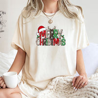 Leopard Reindeer Antlers Shirt, Merry Christmas T-Shirt, Buffalo Plaid Holiday Graphic Tee, Adorable Festive Xmas Outfit for Women