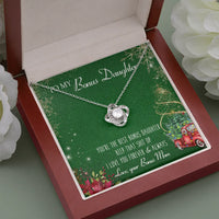 14k White Gold Over Steel Love Knot Pendant Necklace, Bonus Daughter Christmas Necklace, Holiday Jewelry Present from Bonus Mom