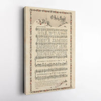 Vintage Christmas Hymn Canvas Print, O Holy Night Sheet Music Wall Art, Snowy Village Holiday Poster, Printable Digital Download