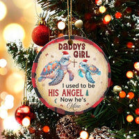 Memorial Sympathy Christmas Ornament, Daddys Girl Sea Turtle Ornament, Loving Daughter Keepsake Ornament, Ceramic Round Holiday Tree Present