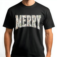 Varsity Leaf Camouflage Holiday Shirt, Merry Christmas Camo T-Shirt, Festive Xmas Graphic Tee, Camo Christmas T-Shirt, Holiday Present for Men
