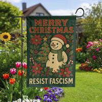 Anti Fascist Holiday Garden Flag, Merry Christmas Resist Fascism Garden Flag, Activist Christmas Yard Flag, Lawn Banner Decor Present