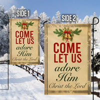 Religious Nativity Yard Flag, Come Let Us Adore Him Christmas Garden Flag, Double-Sided Winter Lawn Flag, Holiday Decor