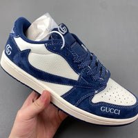 Low Top Sneakers, Off White Blue Colorway, Reverse Hook Design, Lace Up Design, Casual Gift for Sneaker Fans