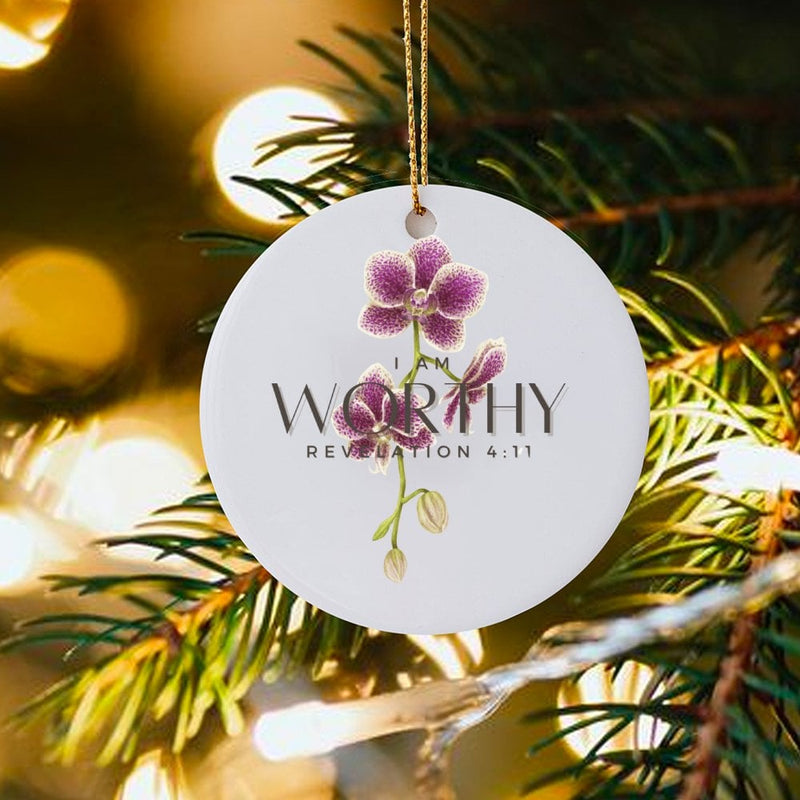 Scripture Verse Christmas Ornament, Revelation 4 11 Christian Ornament, Religious Ceramic Tree Ornament, Faith Holiday Keepsake Ornament