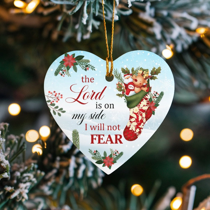 Christian Bible Verse Ceramic Keepsake, The Lord Is on My Side Heart Ornament, Religious Christmas Ornament, Faith Tree Ornament