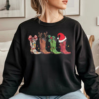 Western Holiday Crewneck, Cowboy Boot Christmas Sweatshirt, Adorable Cowgirl Xmas Sweatshirt, Retro Country Winter Pullover, Country Fan Present