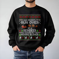 Humorous Ugly Christmas Sweater Crewneck, Run Over by A Reindeer Sweatshirt, Grandma Got Run Over Holiday Pullover, Retro Xmas Sweater