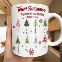 Custom Office Coworker Coffee Mug, Personalized Team Christmas Mug, Holiday Name Tree Ceramic Mug, Employee Appreciation Present for Staff
