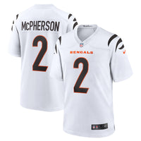 Cincinnati Bengals Evan McPherson White Game Player Jersey