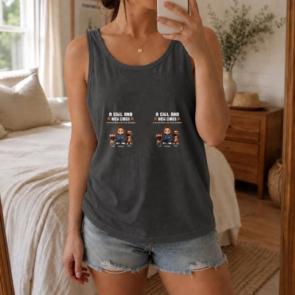 Holiday Dog Mom Sleeveless Shirt, A Girl and Her Dogs Christmas Tank Top, Adorable Pet Lover Xmas Tank Top, Winter Puppy Grap