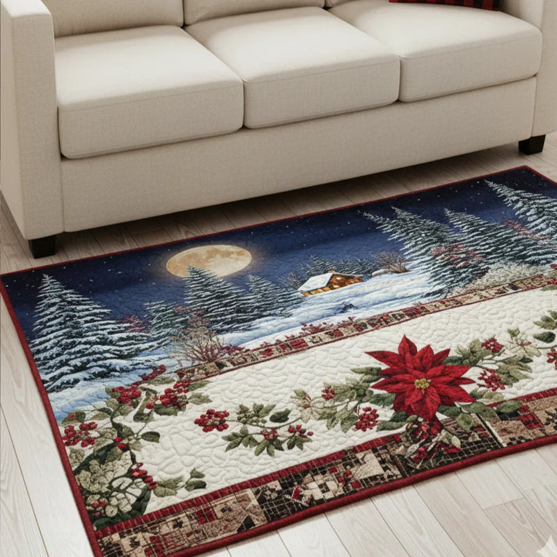 Christmas Holiday Floor Rug, Holiday Miracle Area Rug, Festive Winter Accent Rug, Non Slip Washable Rug, Seasonal Home Decor Present Floor Mat