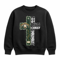 Nativity Cross Sweatshirt, I Can Do All Things Through Christ Sweatshirt, Christian Bible Verse Crewneck, Faith Christmas Sweatshirt Present