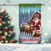 Santa Cows Red Barn Flag, Christmas Farm Garden Flag, Farmhouse Christmas Yard Flag, Winter Holiday Outdoor Flag Decor