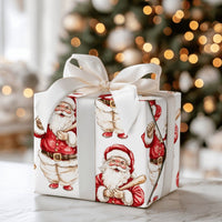 Baseball Christmas Gift Wrap, Watercolor Baseball Santa Wrapping Paper, Sports Holiday Wrapping Paper, Baseball Fan Christmas Gift Wrap Roll