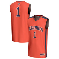 #1 Illinois Fighting Illini Lightweight Collegiate Basketball Fashion Jersey - Orange