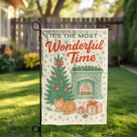 Comfy Holiday Cat Yard Flag, Cat by Fireplace Christmas Garden Flag, Winter Kitten Garden Flag, Festive Lawn Banner, Pet Lover Porch Flag