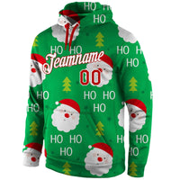 3D Print Holiday Pullover Hoodie, Custom Santa Christmas Sports Hoodie, Personalized Name Number Fleece Hoodie, Xmas Game Day Sweatshirt