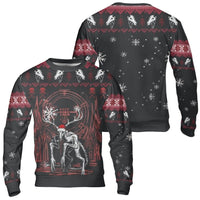 Spooky Cryptid Santa Hat Sweatshirt, Wendigo Christmas Ugly Sweater, Creepmas Dark Horror Crewneck, Gothic Holiday Pullover Shirt