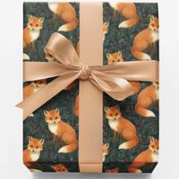 Rustic Pine Forest Gift Wrap, Woodland Fox Wrapping Paper, Winter Fox Christmas Paper, Nature Lover Animal Wrapping Paper, Holiday Gift Wrap