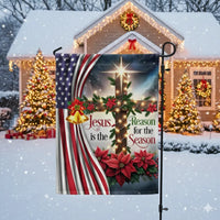 Christian Christmas Yard Flag, Jesus Is the Reason for the Season Garden Flag, Double Sided Religious Holiday Lawn Flag Present