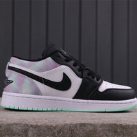 Low Top Sneakers, Black Green Colorway, Tie Dye Pattern, Gradient Colorway, Lace Up Design, Casual Gift for Sneaker Fans