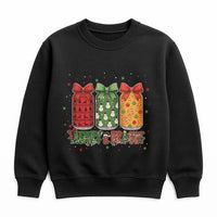 Snowman Reindeer Candy Cane Holiday Sweater, Merry and Bright Christmas Jars Sweatshirt, Festive Xmas Crewneck, Adorable Winter Pullover