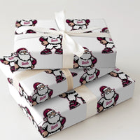 Buff Santa Mascot Gift Wrap, Devils Santa Christmas Wrapping Paper, Sports Fan Holiday Wrapping Paper, Maroon Mascot Gift Wrapping Paper