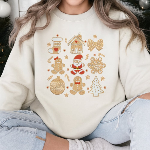Holiday Cookie Sweatshirt, Gingerbread Christmas Sweatshirt, Adorable Xmas Baking Crewneck, Festive Gingerbread Sweatshirt, W
