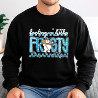 Adorable Snowman Graphic Crewneck, Feeling A Little Frosty Sweatshirt, Humorous Winter Holiday Sweater, Comfy Christmas Pullover for Women Men