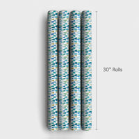 Blue Green Christmas Gift Wrap, Watercolor Pine Forest Wrapping Paper, Winter Tree Pattern Wrapping Paper, Holiday Season Present Wrap
