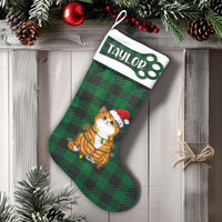Ginger Kitty Santa Hat Stocking, Personalized Cat Christmas Stocking, Custom Holiday Christmas Stocking, Xmas Decor Present for Cat Lovers