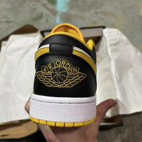 Low Top Sneakers, Black Yellow Colorway, Lace Up Design, Casual Gift for Sneaker Fans