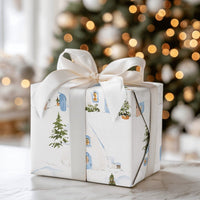 Watercolor Snow House Gift Wrap, Igloo Winter Village Wrapping Paper, Pastel Comfy Holiday Wrapping Paper, Christmas Season Gift Wrap Roll
