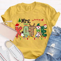 Custom Name Holiday T-Shirt, Personalized Christmas Lights Shirt, Festive Christmas Lights Tee, Adorable Xmas Family Shirt, Holiday Party Present