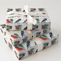 Vintage Stamp Gift Wrap, Winter Bird Wrapping Paper, Cardinal Christmas Wrapping Paper, Holiday Nature Gift Wrap, Bird Lover Gift Wrap