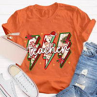 Festive Vibes Holiday Graphic Tee, Teacher Christmas T-Shirt, Adorable School Educator Xmas Shirt, Winter Break Teacher T-Shirt Present