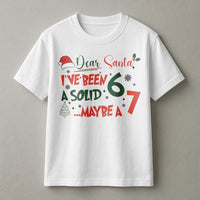 Humorous Christmas Meme T-Shirt, Dear Santa I've Been a Solid 6 or 7 Shirt, Sarcastic Holiday Tee, Retro Christmas Shirt, Xmas Present for Adults