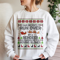 Humorous Ugly Christmas Sweater Crewneck, Run Over by A Reindeer Sweatshirt, Grandma Got Run Over Holiday Pullover, Retro Xmas Sweater