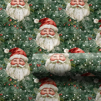 Forest Green Christmas Gift Wrap, Vintage Santa Claus Wrapping Paper, Traditional Holiday Present Wrap, Nostalgic Xmas Wrapping Paper Roll