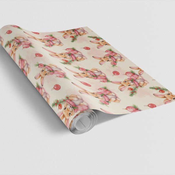 Adorable Christmas Rabbit Wrapping Paper, Winter Bunny Gift Wrap, Festive Holiday Bunny Gift Wrap, Animal Lover Present Wrapp