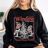 Deck the Halls Crewneck, Raccoon Christmas Sweatshirt, Humorous Trash Panda Sweatshirt, Adorable Animal Xmas Pullover, Holiday Winter Sweatshirt